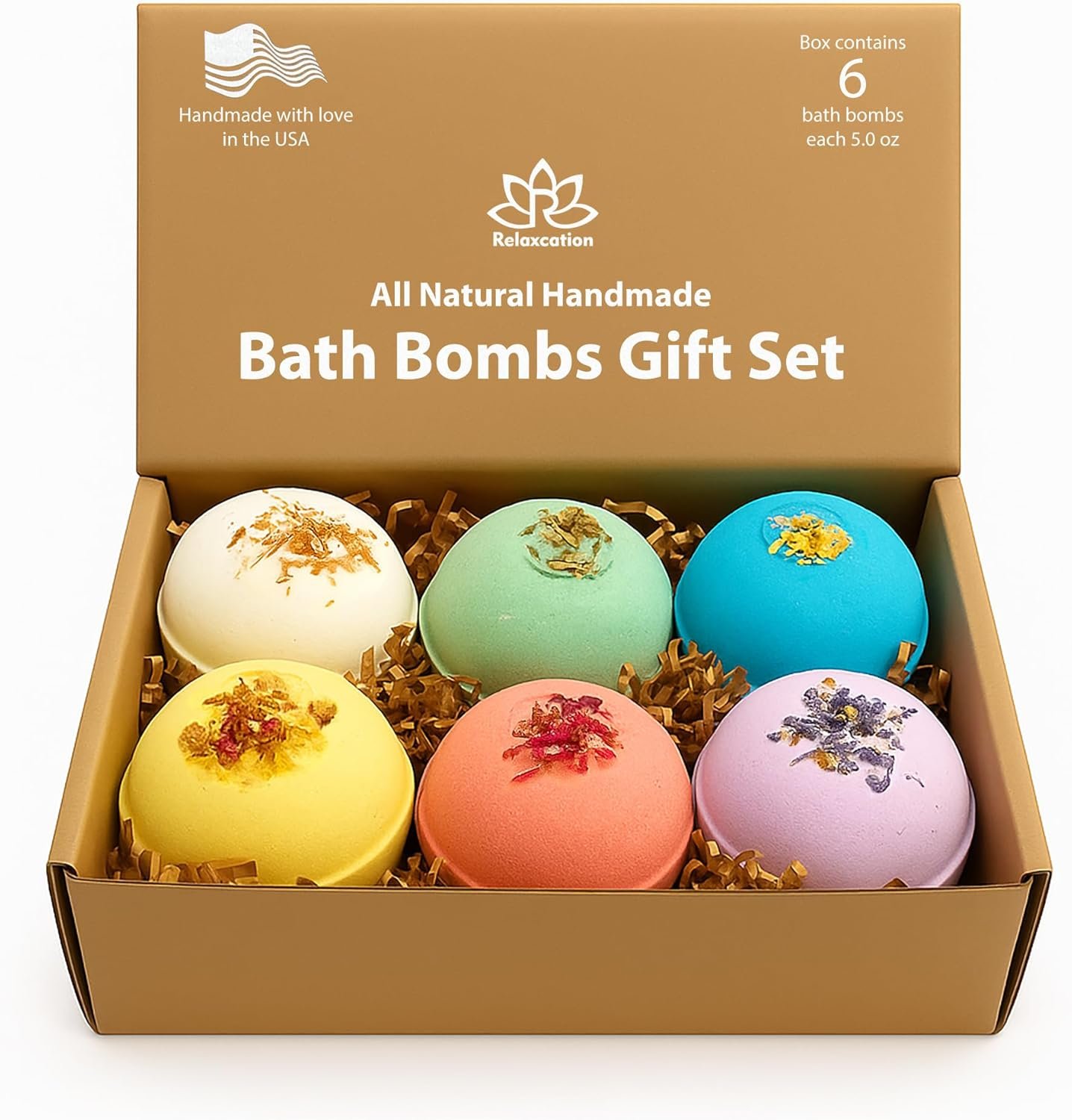Handmade in USA Organic Bath Bombs Gift Set for Women All Natural with Epsom Salt Relaxation Dead Sea Salt Safe Bath Bombs Kit for Kids Her Mom Mother Grandma Girlfriend – Best Gifts Idea