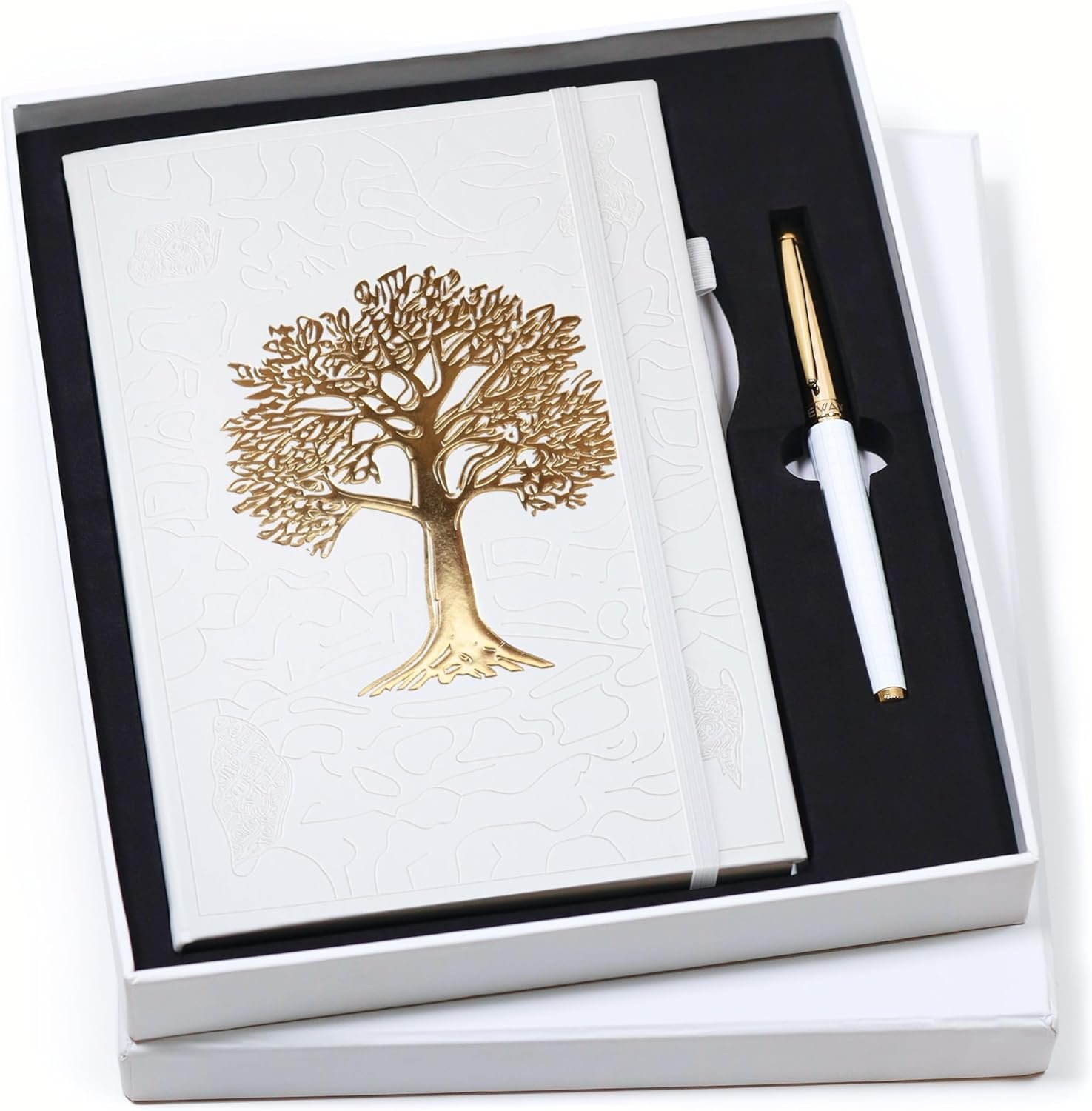 Veway Premium Tree of Life Journal and Pen Set for Women (Breathe) | 224-Page Hardcover Notebook, Elegant Gift Box & Refillable Gold Pen | A5 Aesthetic Writing Journal & Inspirational Gift