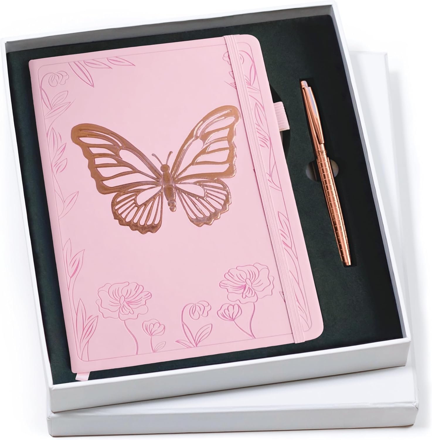 Veway Luxury Journal and Pen Set for Women – A5 Vegan Leather Notebook with Pen – 224 Lined Pages, Index & Gift-Ready Packaging (Enchanted Butterfly)