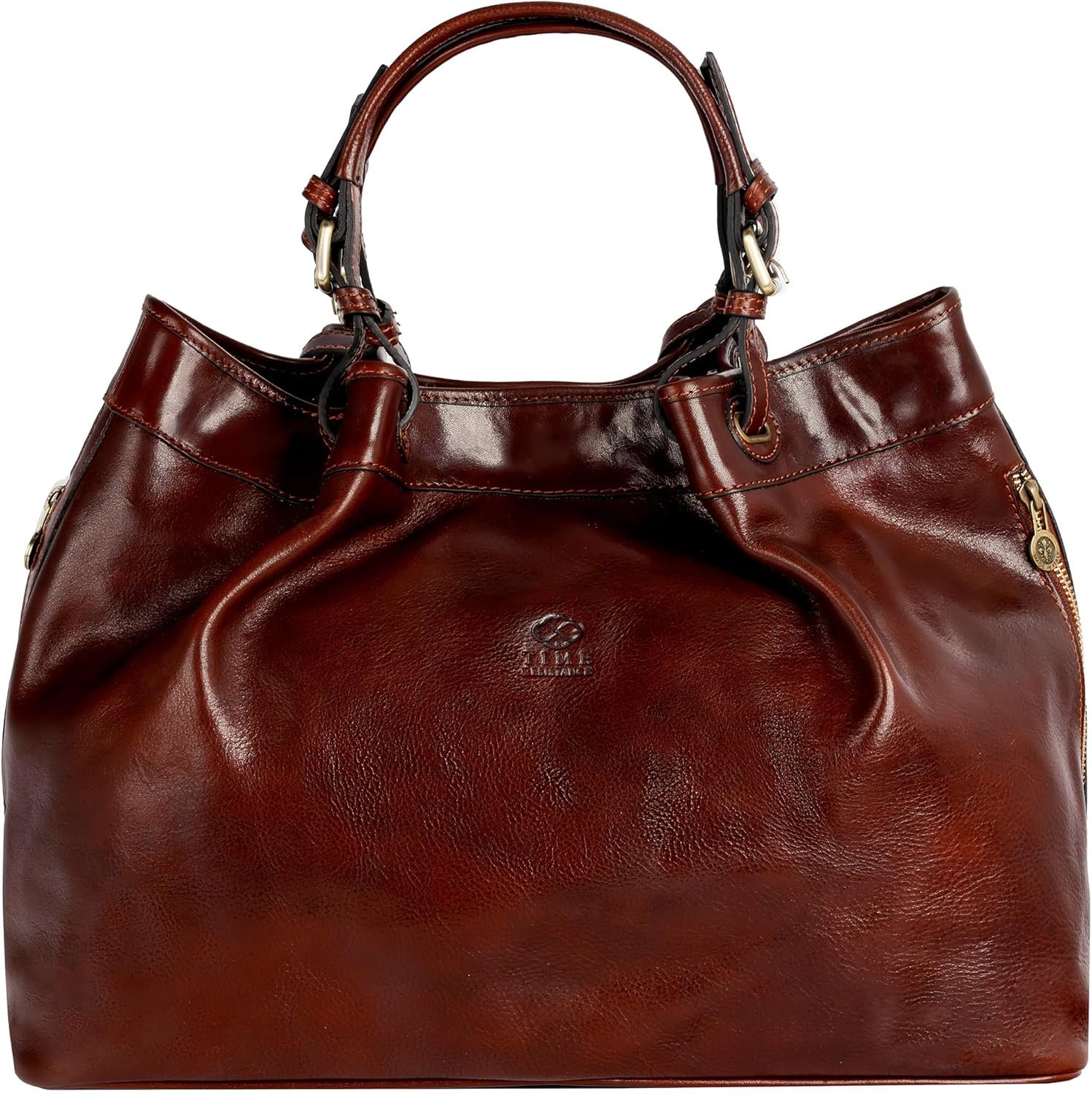Time Resistance Leather Handbag – Top Handle Bag – Full-Grain Leather Purse for Women