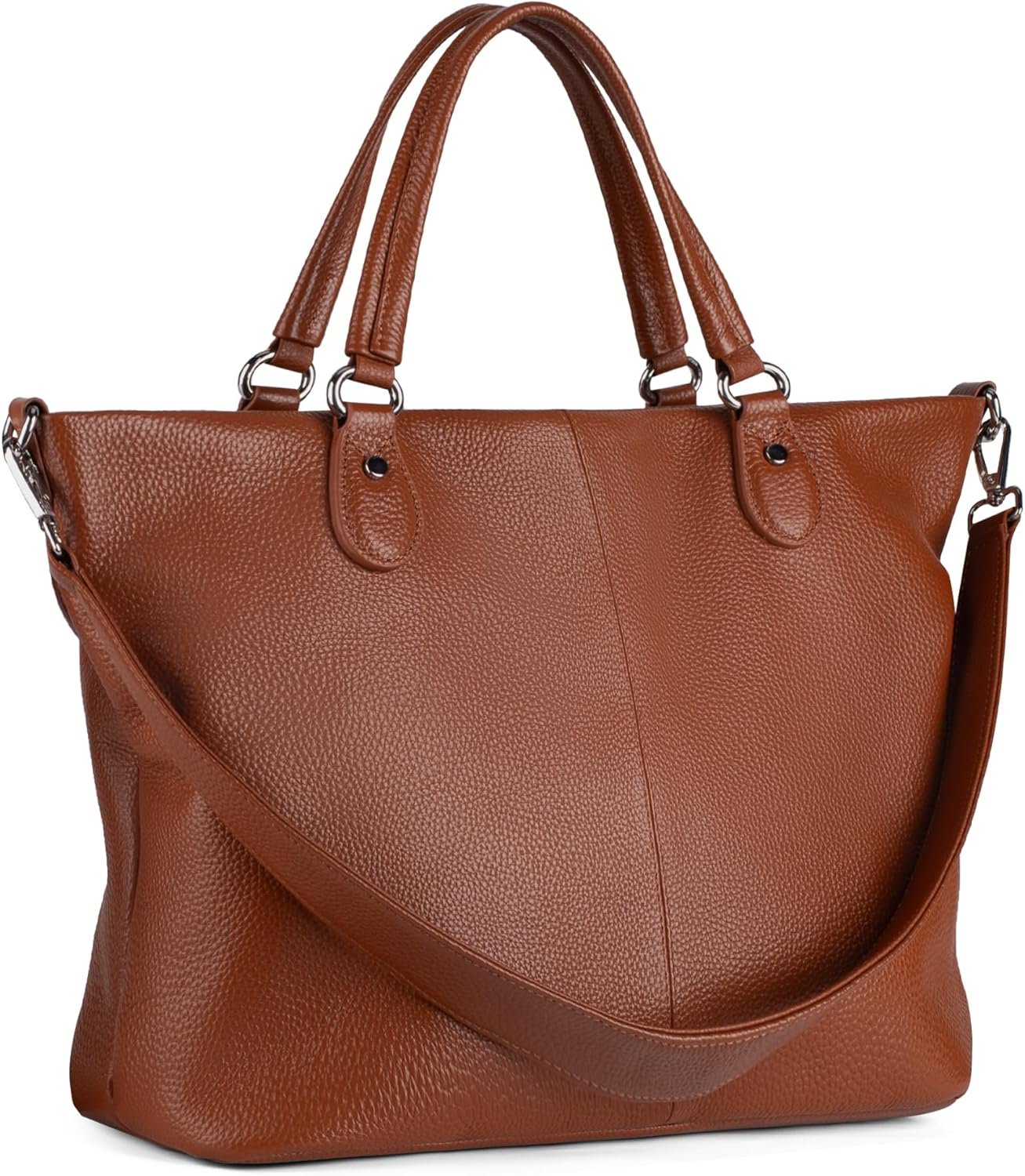 befen Soft Genuine Leather Tote Bag for Women with Zipper, Real Leather Shoulder Purse with Top Handle & Crossbody Strap