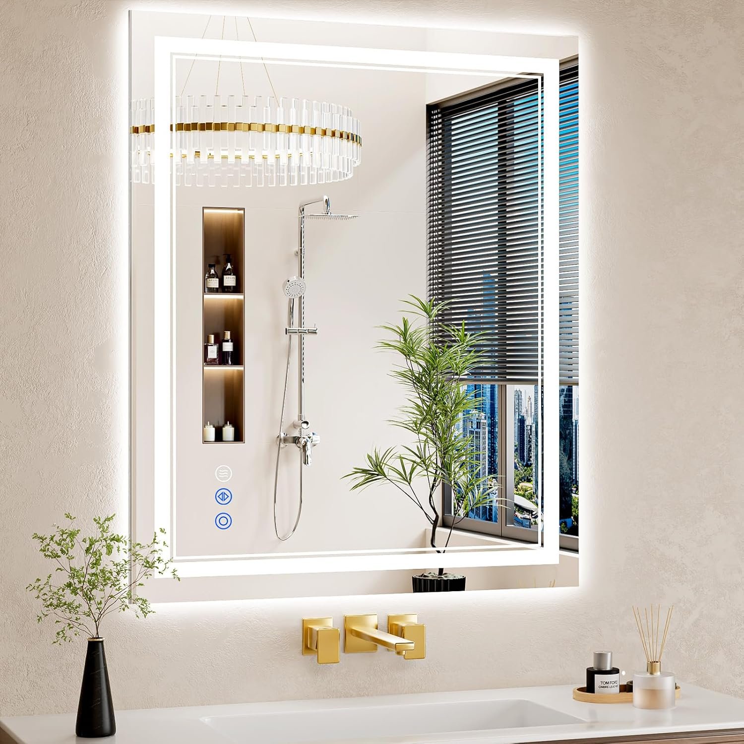 30″x36″ LED Bathroom Mirror with Lights, Anti-Fog, Backlit + Front Lit, Dimmable, Led Vanity Mirror for Wall, Lighted Bathroom Mirror, 3 Colors, Shatter-Proof Tempered Glass