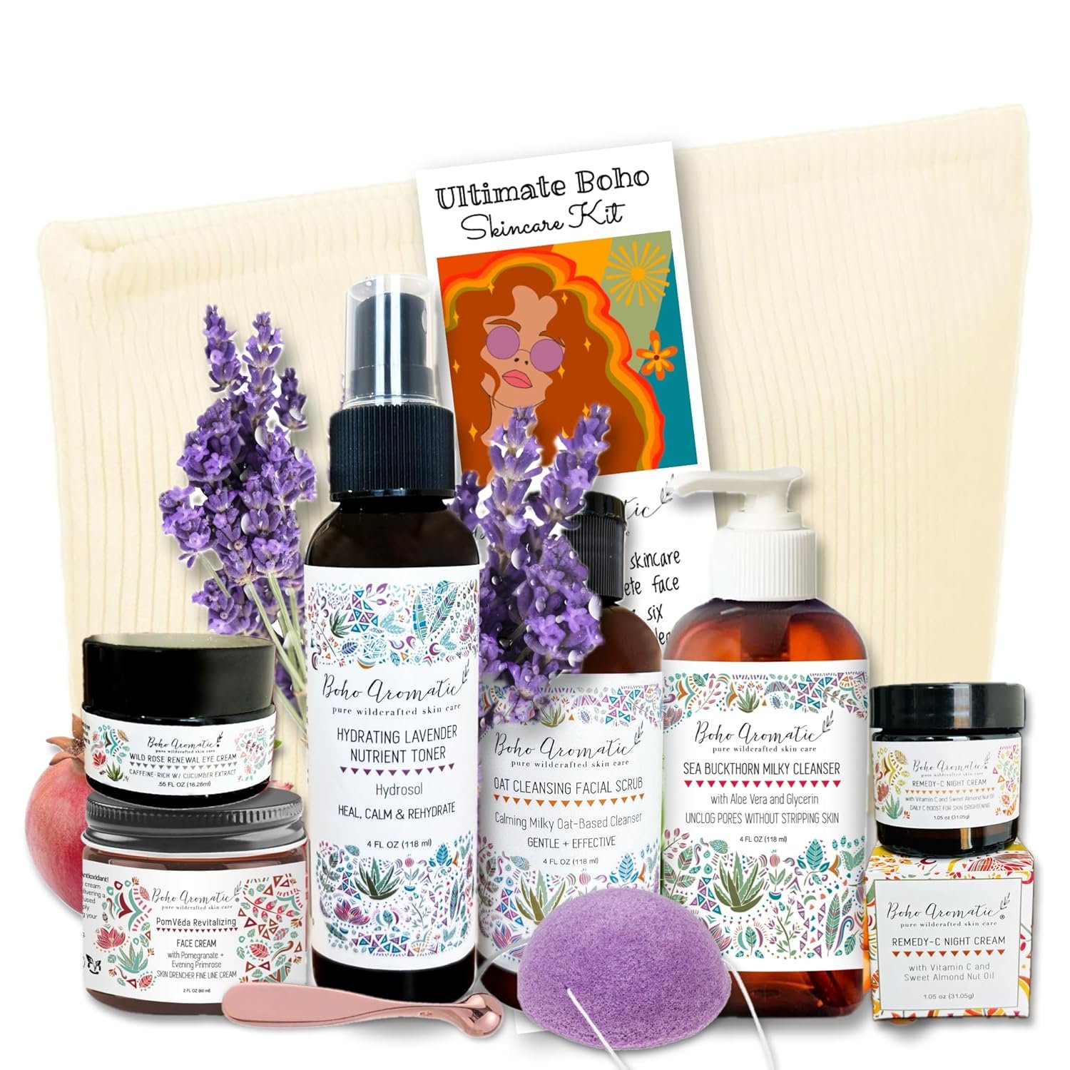 Skincare Set for Women Hydrating Clean Beauty Face Care Kit with Cleanser, Moisturizer & Eye Cream Plant-Based Anti-Aging Gift Set