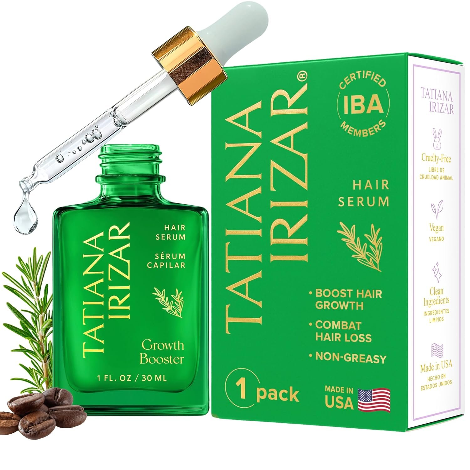 Caffeine Hair Growth Serum Women Made in USA – Scalp Serum Hair Growth Non-Greasy Biotin Rosemary, Amla & Caffeine – 1 Fl.Oz Natural Residue-Free – Gotero Anticaida y Crecimiento – Regrowth Treatment