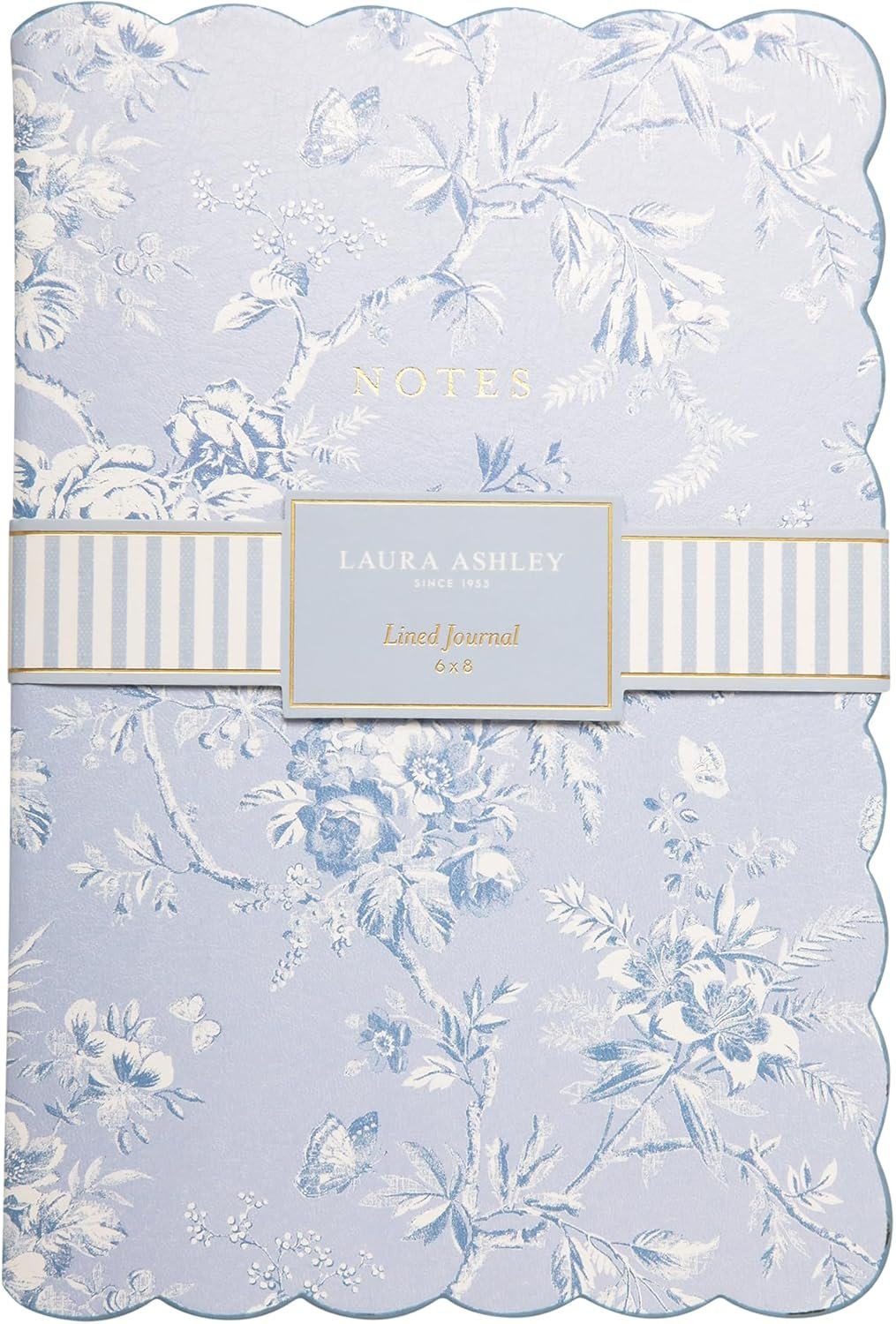 Laura Ashley Heirloom Cottage Journal – 6×8 Inch Hardcover Notebook with Scalloped Edge, 256 Lined Pages, Gilded Edges, Faux Leather Covers