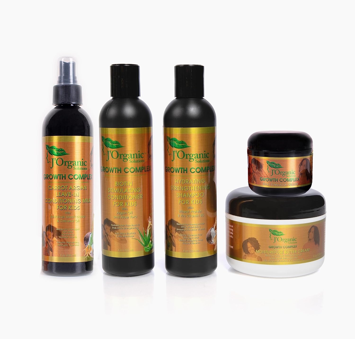 J’Organic Solutions Kids Curl Care Kit – Leave-In Conditioner, Hair Moisturizer, Scalp Stimulator, Shampoo & Conditioner for Kinky, Coily, Wavy Hair Types