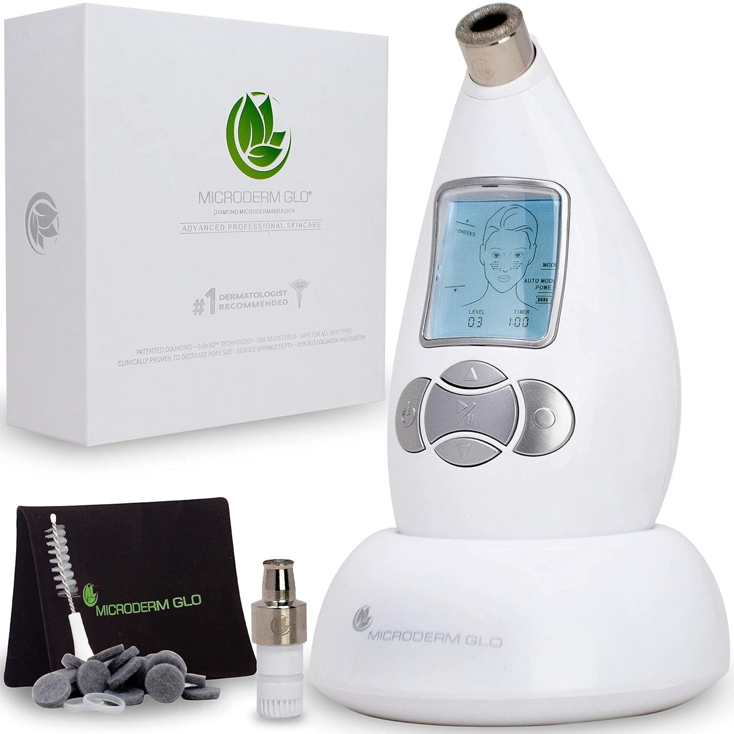 Microderm GLO Diamond Microdermabrasion Machine – Best Gift for Women – Dermabrasion & Anti Aging Wrinkle Skincare – Home Facial Treatment System – Blackhead Remover & Exfoliator for Acne Scars