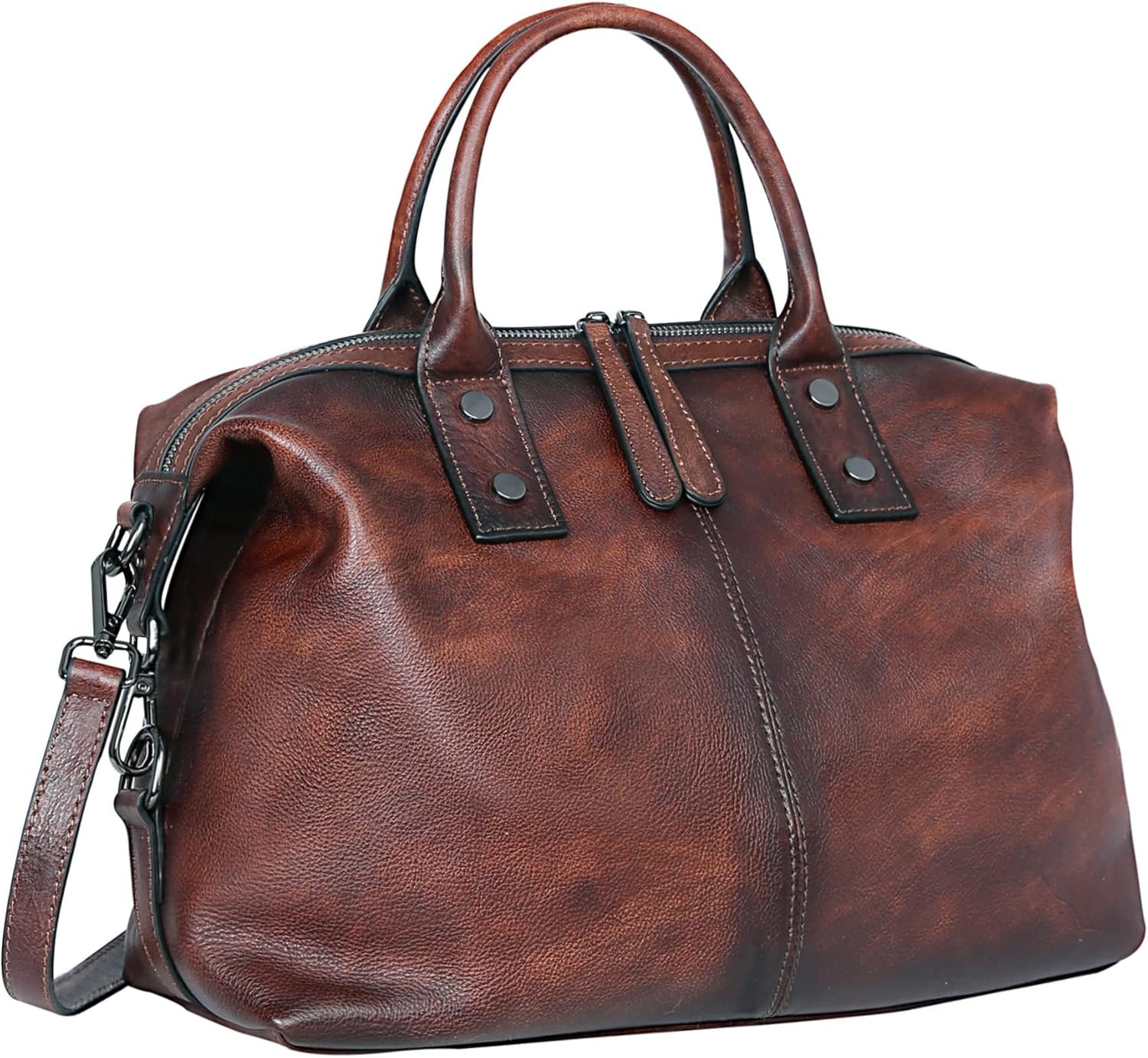 Iswee Genuine Leather Satchel Tote Bag Top Handle Handbag Designer Shoulder Bag Large Capacity Cross Body Bag
