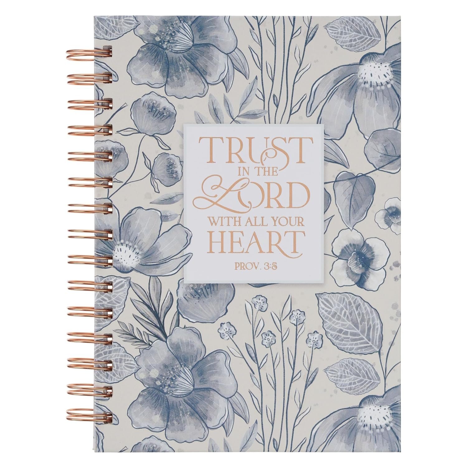 Christian Art Gifts Spiral Journal for Women, Trust in the Lord Lined Notebook, Blue Floral, 192 Lined Pages w/Scripture, 8.4″x6.4″, Gifts for Women