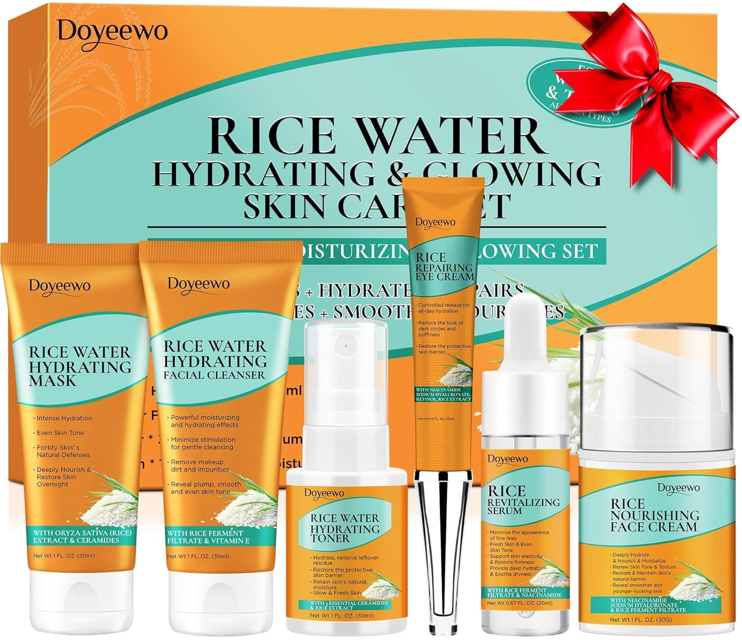 Skin Care Set,Women Teen Milk Skincare Rice Water Hydrate Glow Repair Anti-Aging Facial Routine Kit Gift Set for Women Mom Wife Teenager Girl Birthday Gifts Trendy Stuff Mothers Day Christmas Gifts