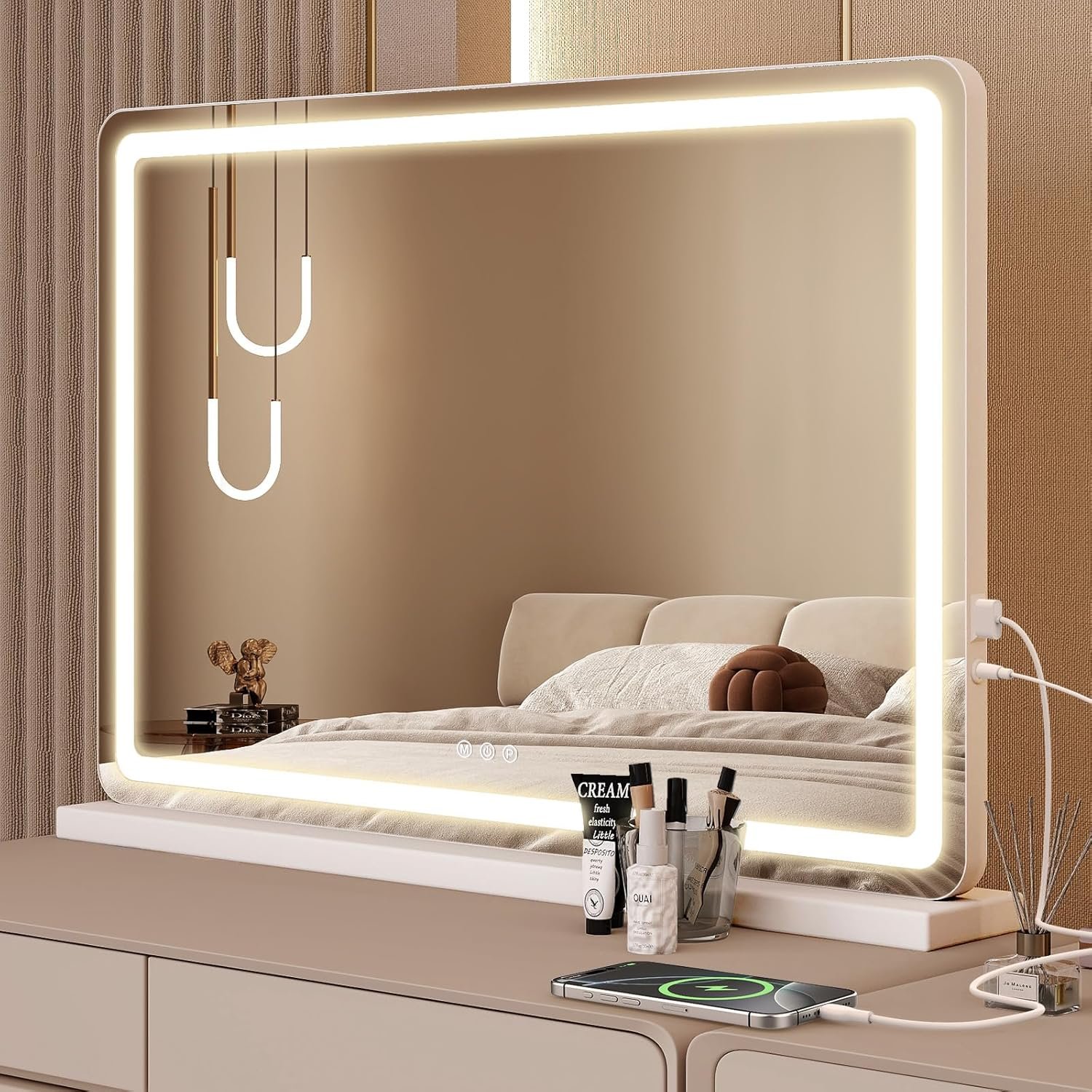 Sweetcrispy 23″x32″ LED Vanity Mirror with Lights, Smart Makeup Mirror with Touch Control, 3-Color Lighting