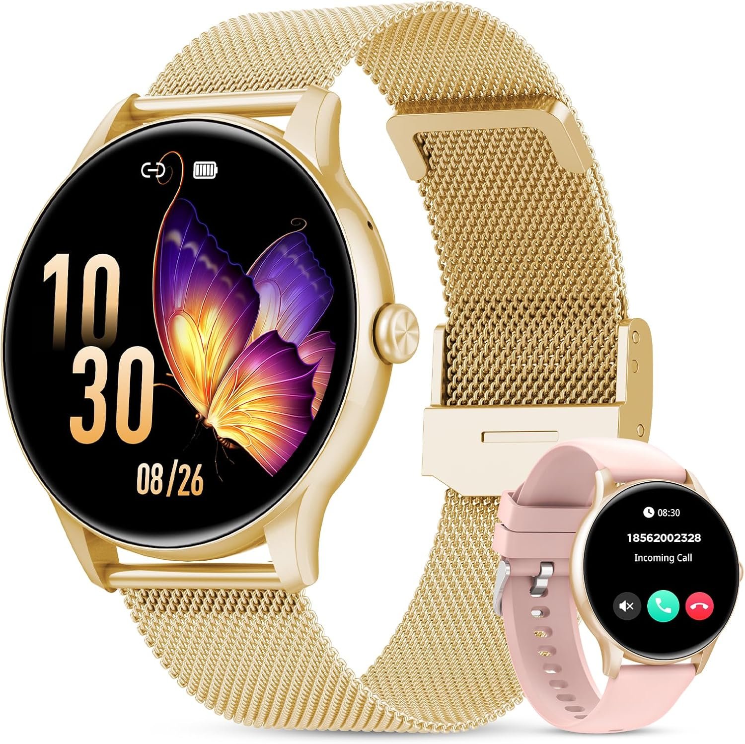 Smart Watches for Women, 1.39″ HD Health Fitness Tracker with Bluetooth Calling (Answer/Make Calls), 120+ Sports Modes, Timer, IP68 Waterproof Watch for Android/iPhone