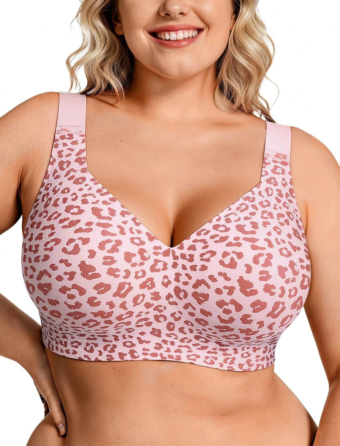 OEAK Womens Wireless Jelly Bra Plus Size Supportive Seamless Bras Full Coverage Push Up Comfortable No Underwire Tshirt Bras