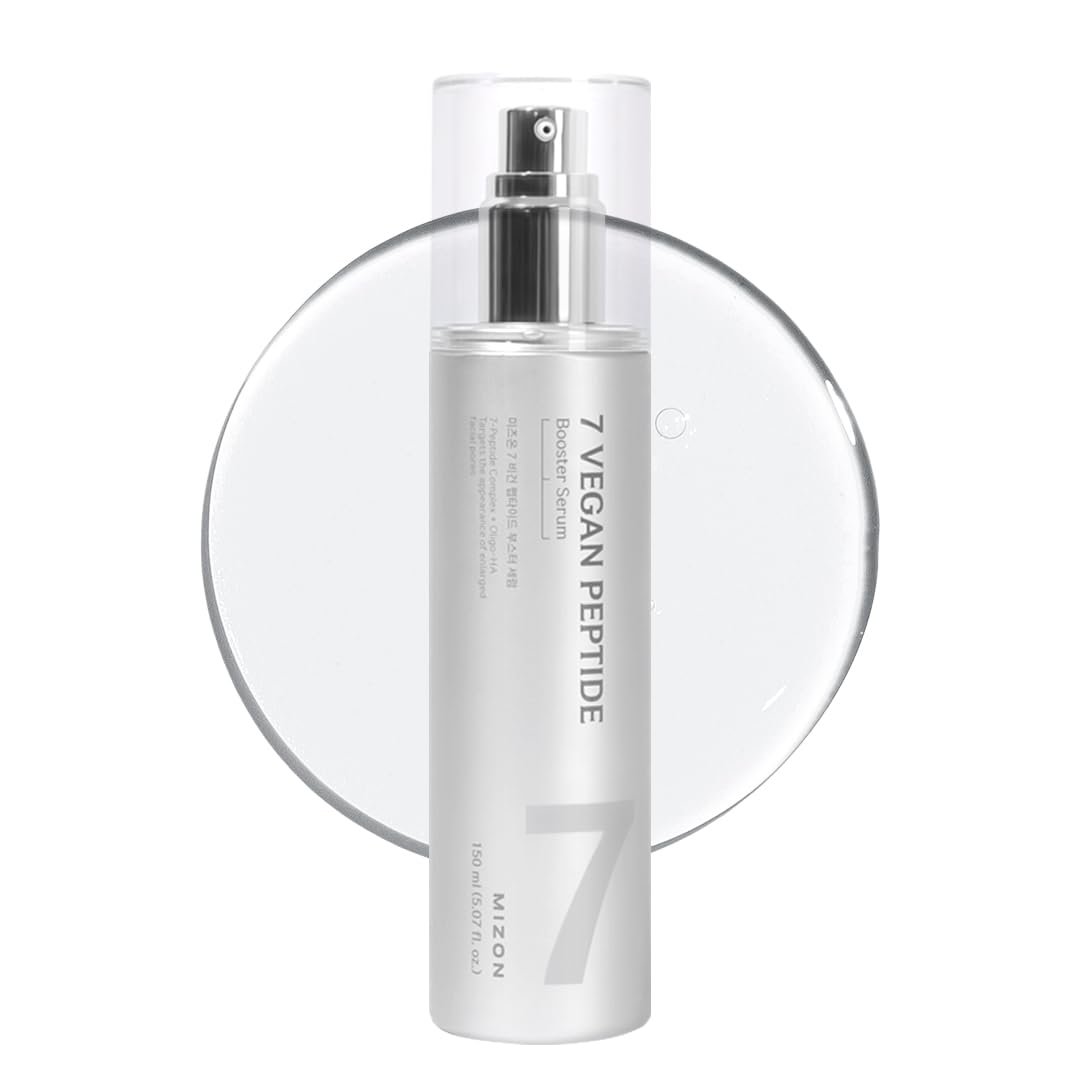 MIZON 7 Vegan Peptide Booster Serum | Korean Peptide Serum for Wrinkles, Pores & Hydration | Hyaluronic Acid Niacinamide Adenosine Glass Skin, Gentle Anti Aging for Sensitive Skin | 5.07 fl oz | Korean Peptide Serum with Hyaluronic Acid Niacinamide Adenosine, Anti Aging for Sensitive Skin, Wrinkles Pores & Hydration