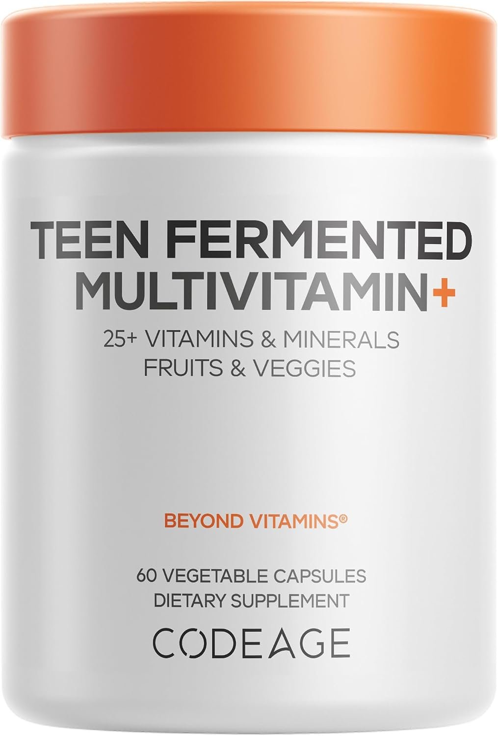 Codeage Teen Multivitamin Supplement – Daily Vitamins and Minerals for Teen Boys and Girls – Organic Whole Food Formula with Omega-3 and Vitamins A to K – 60 Capsules