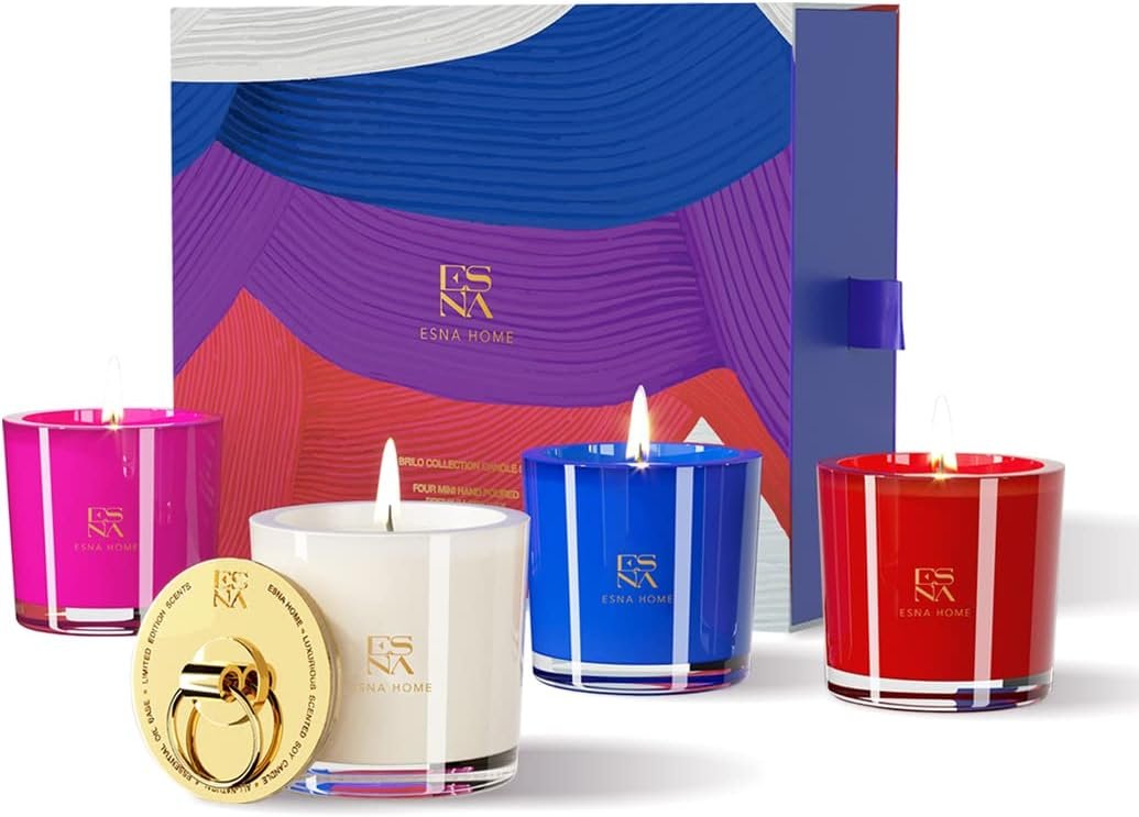 Luxury Scented Candle Set 4 All Natural Soy Aromatherapy Candle Gift Set Votive Candle Gift Set for Women Self Care Stress Relief Gifts for Her Luxury Christmas Gifts for Women Candles for Home 60 hrs
