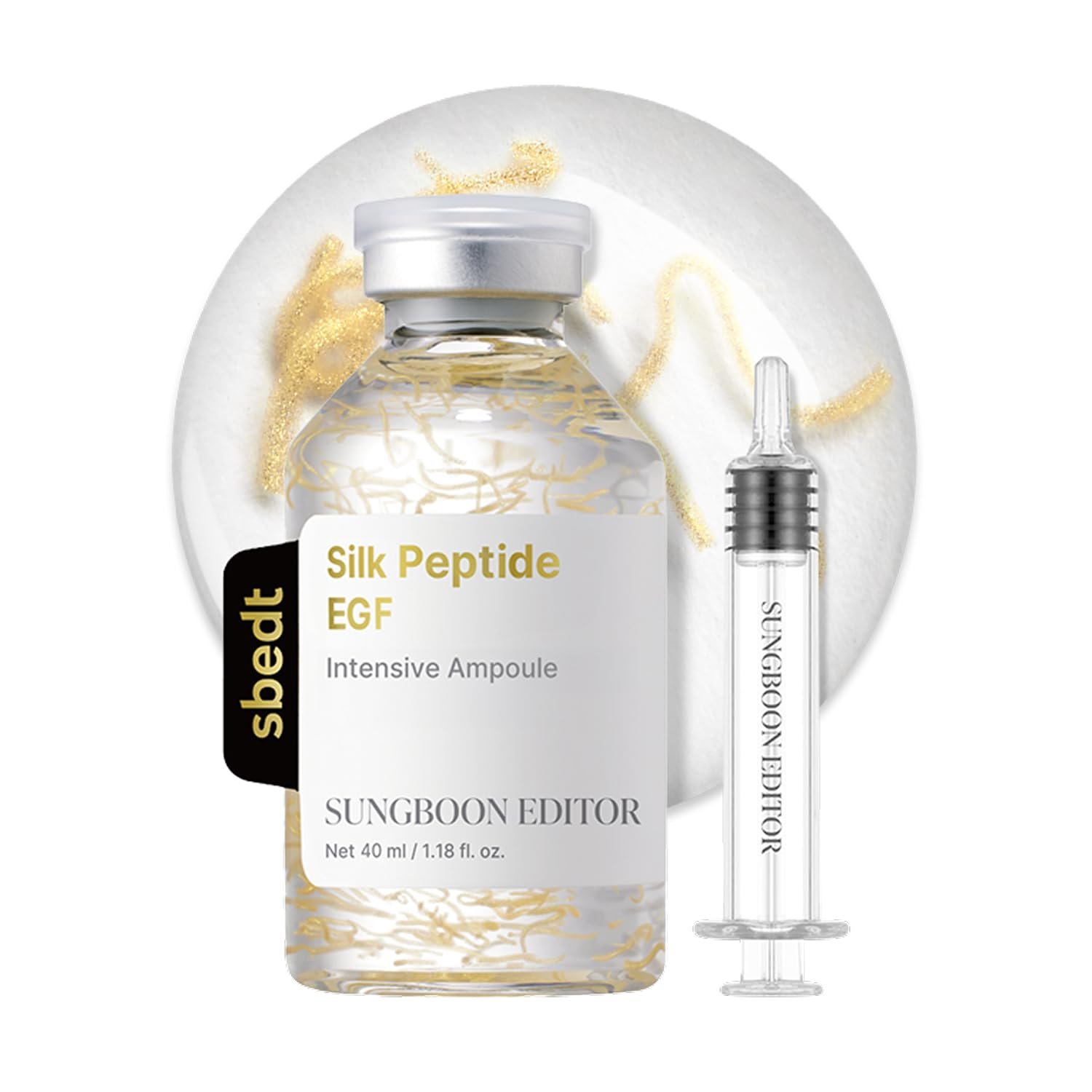 SUNGBOON EDITOR Glow Intensive Deep Collagen Silk Peptide EGF Ampoule, Copper Peptides Serum for Face with Multi Peptides, Hydrating Korean Skincare Facial Serum for Smooth-Looking Skin, 1.35 fl oz