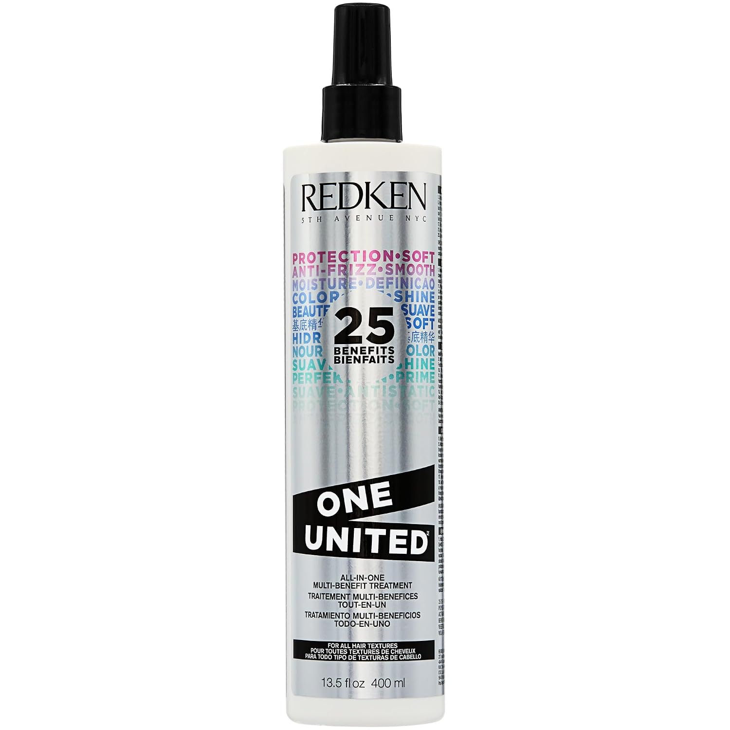 Redken One United All-In-One Leave In Conditioner – Multi-Benefit Leave In Treatment For All Hair Types, Heat Protectant and Detangler Spray, Paraben-Free