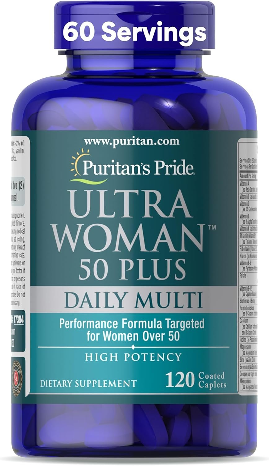 Puritan’s Pride Ultra Woman 50 Plus High Potency Performance Time Release Daily Multivitamin with Zinc, Dietary Supplement for Healthy Aging & Cellular Energy Production, 2 Month Supply, 120 Count