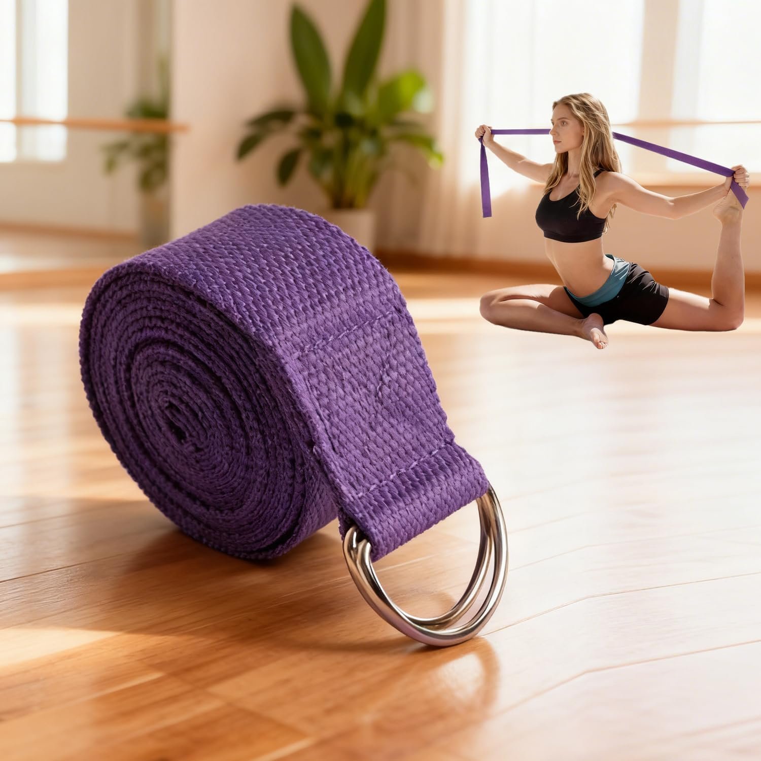 Stretching Strap Yoga Strap Physical Therapy for Home Workout, Exercise, Pilates and Gymnastics, Non-Elastic Stretch Bands for Women & Men