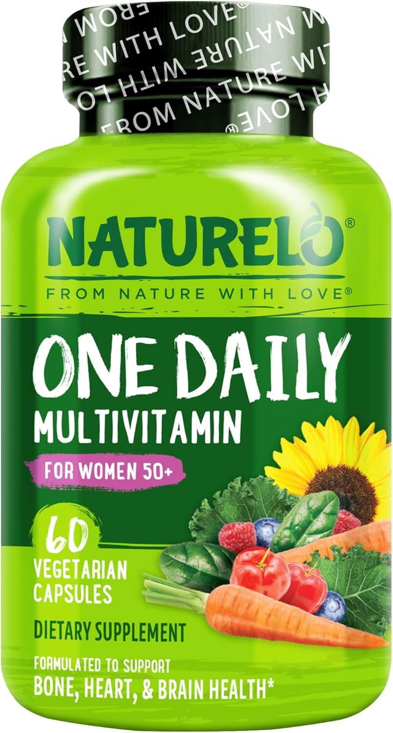 NATURELO One Daily Multivitamin for Women 50+ (Iron Free) – Menopause Support for Women Over 50 – Whole Food Supplement – Non-GMO – No Soy – 60 Capsules – 2 Month Supply