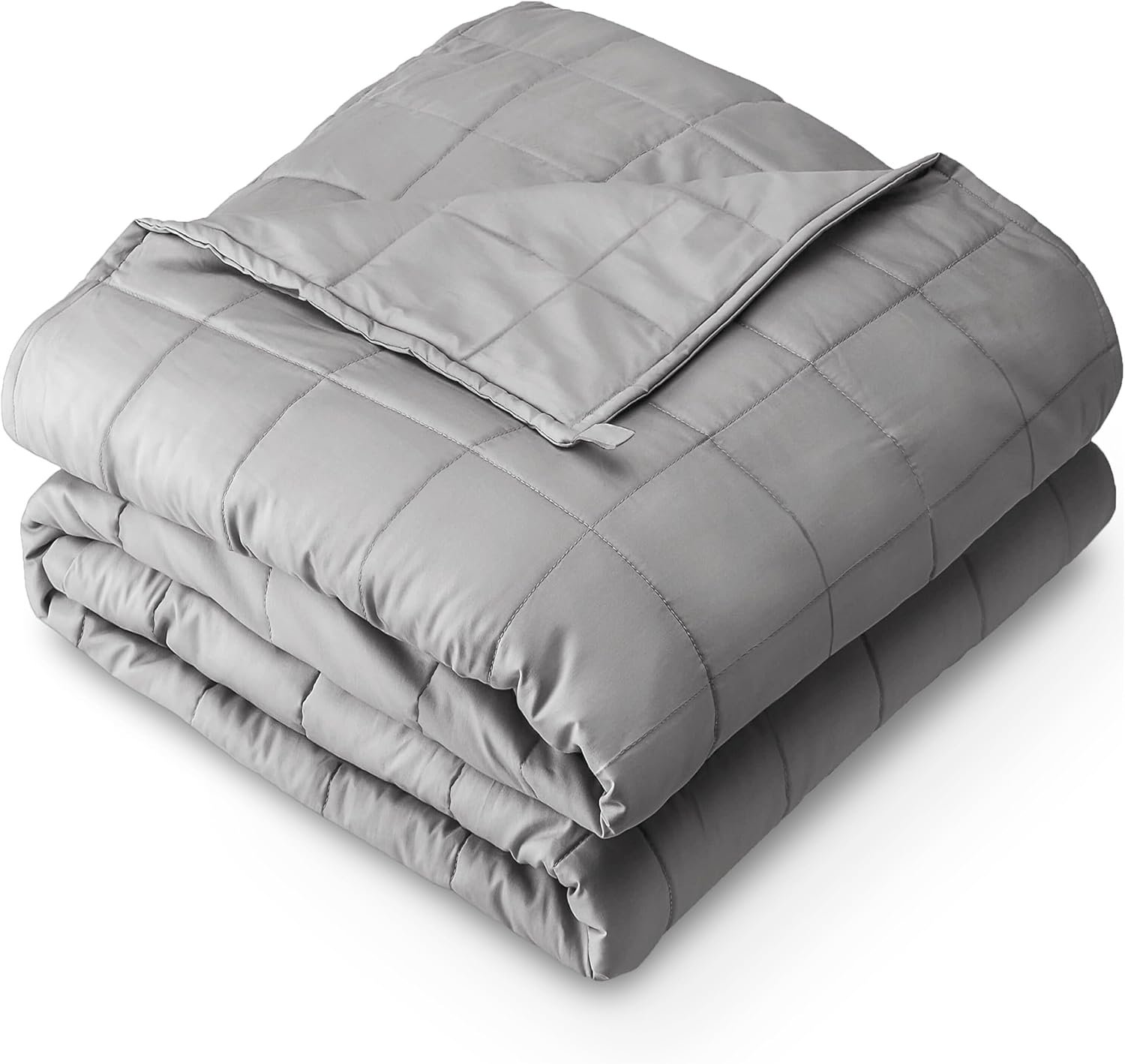 Bare Home Weighted Blanket All-Natural 100% Cotton with Nontoxic Glass Beads 40″x60″ 10lbs, Light Grey