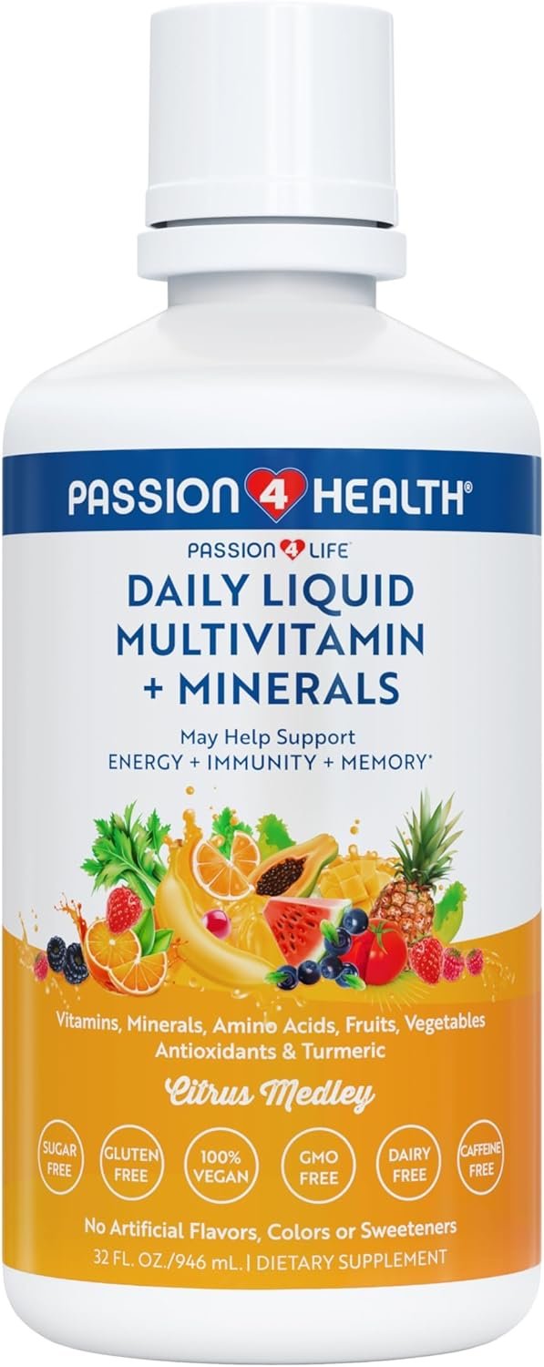 Passion 4 Life Daily Liquid Multivitamin + Minerals – Over 100 Premium Ingredients for the Whole Family – Trace Minerals and Amino Acids for All Ages