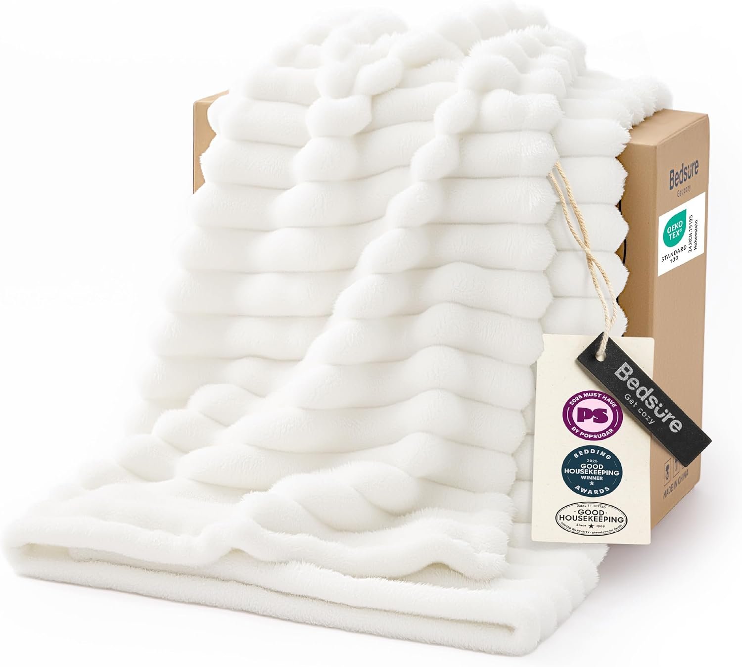 Bedsure GentleSoft White Throw Blanket for Couch – Graduation Gifts Teacher Birthday Gifts for Women Mom Her Girls, Cozy Fleece Blanket for Sofa Bed Living Room Home Decor, Off White, 50×60 Inchess