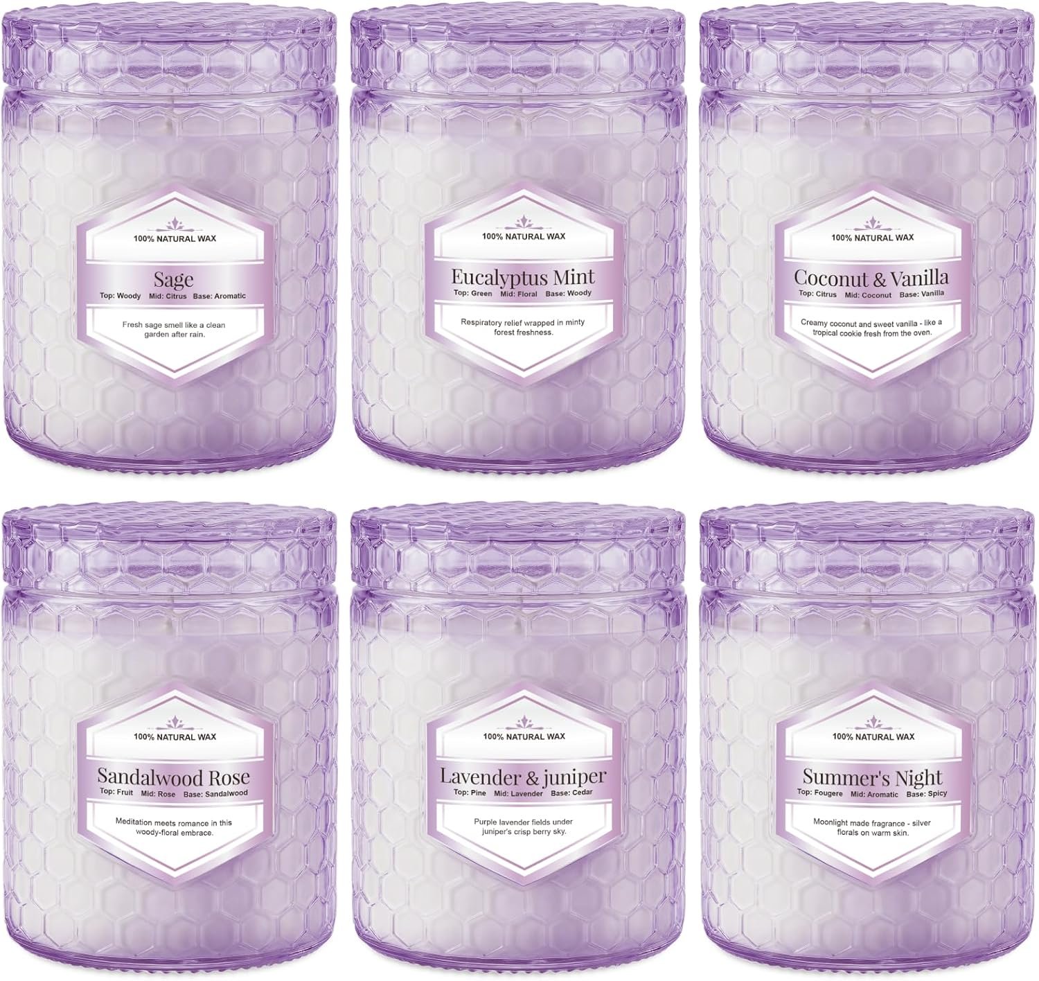Candles for Home Scented, 6 Pack Aromatherapy Candles Gifts Sets for Women Birthday,33 oz Soy Wax 240 Hour Long Lasting Jar Candles
