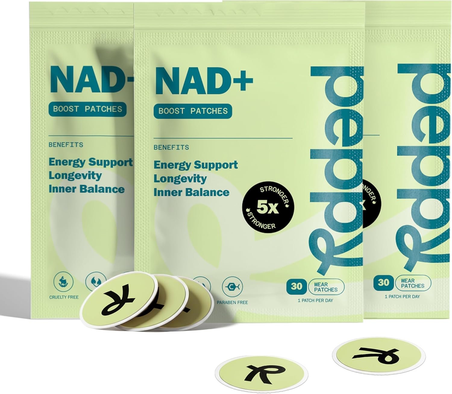 peppy NAD+ Patches for Women & Men, 90 Count – Energy Patches for Daily Vitality & Focus, Advanced Time Release 8–12 Hour Wellness Support, Premium Vegan Transdermal Patch System