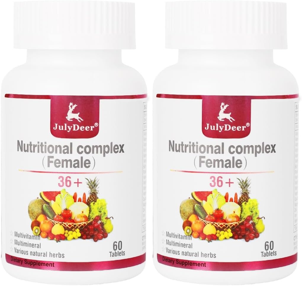 JulyDeer One Daily Tablet Multivitamin for Women – Complete Multimineral with Vitamin A, C, D, E and B-Complex, Zinc & More for Women’s Immunity, Hair, Skin & Nails, Digestion + Vegetarian – 2 Bottles