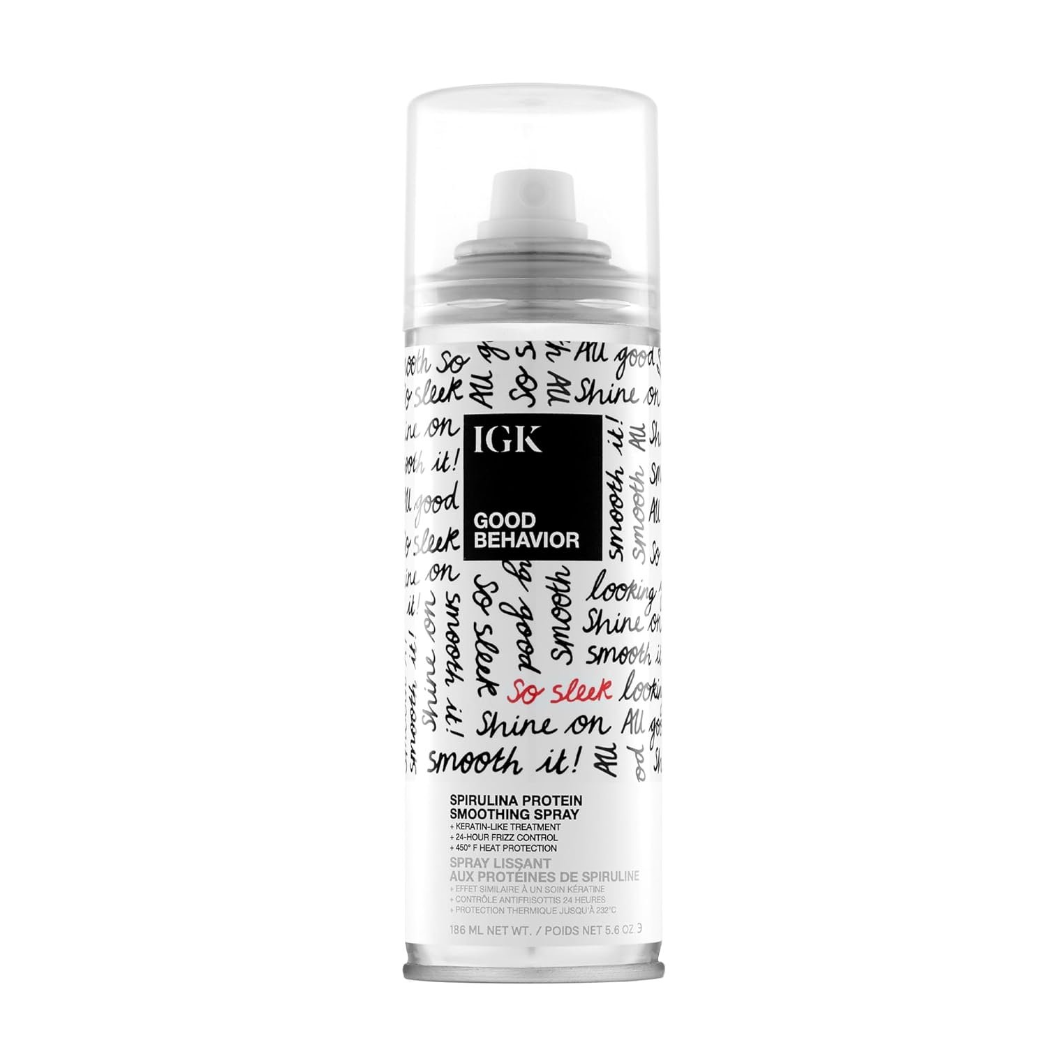 IGK GOOD BEHAVIOR Spirulina Protein Smoothing Spray | 4-Day Frizz Control + Heat Protectant | Vegan + Cruelty Free | 5.6 Oz