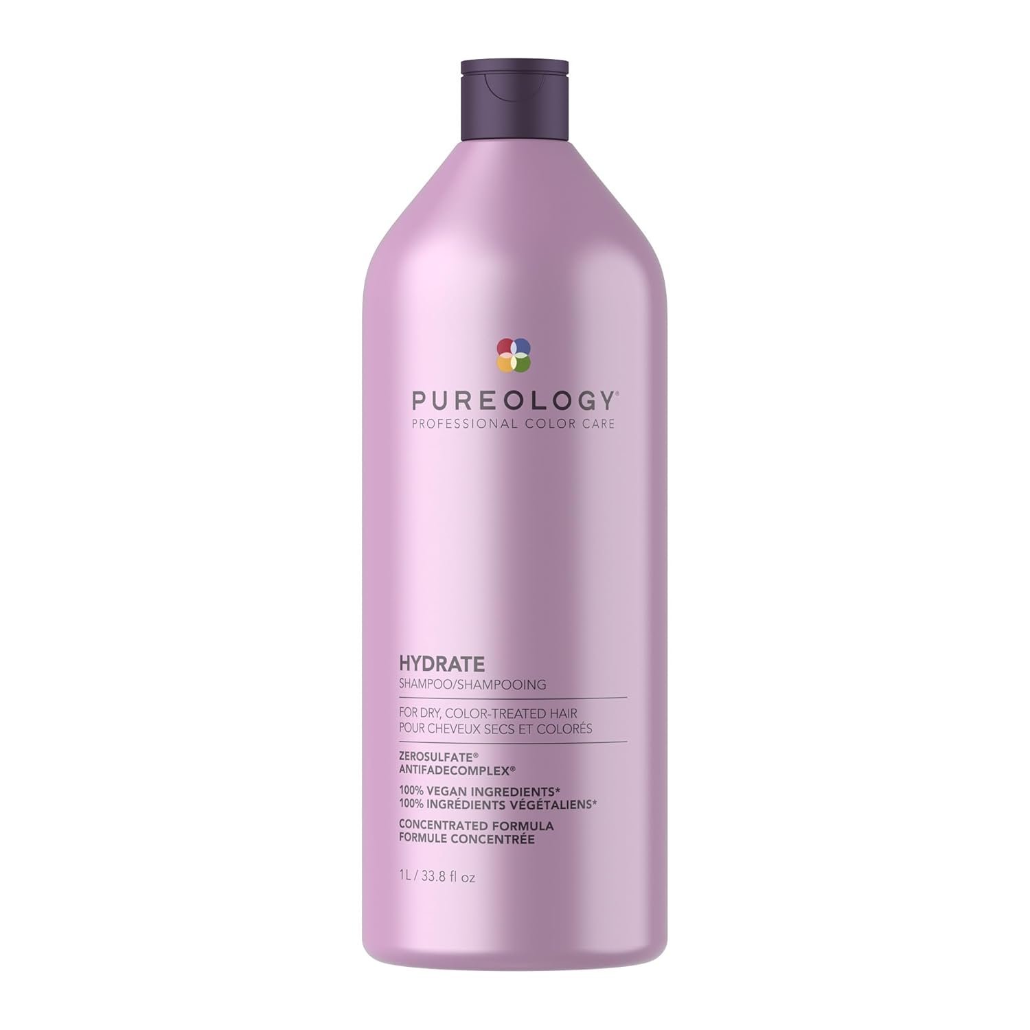 Pureology Hydrate Shampoo – For Dry or Color Treated Hair, Moisturizing Shampoo For Hydration & Softness, With Rose Extract & Green Tea, Vegan & Sulfate-Free