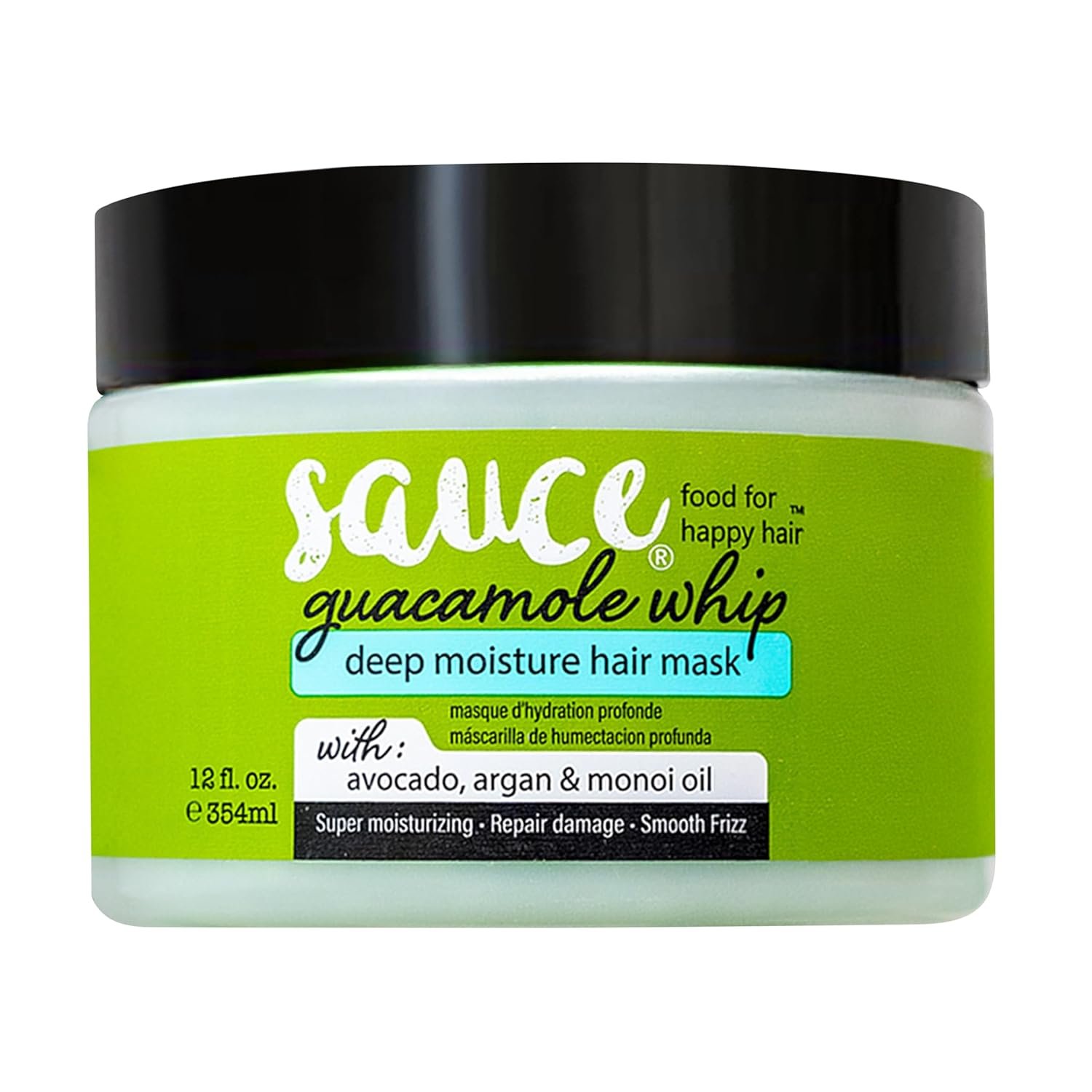 SAUCE Deep Conditioning Hair Mask for Dry Damaged Hair, Guacamole Whip (12 Fl Oz) Frizz Control with Avocado, Jarrah Honey, Monoi & Argan Oil