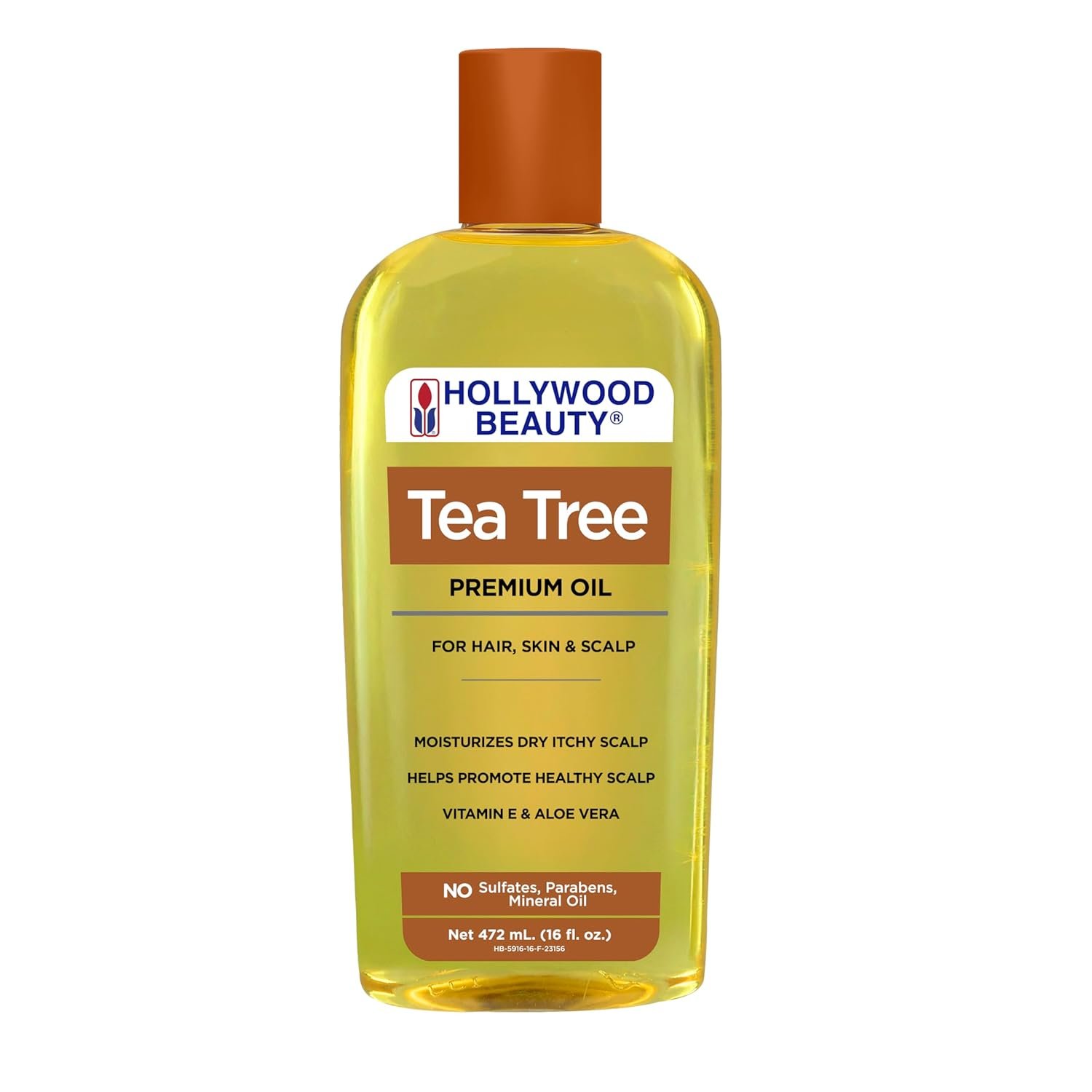 Hollywood Beauty Tea Tree Oil for Hair, Scalp, and Skin, 16 fl oz – Moisturizes Dry, Itchy Scalp, Fungus Fighter, Blended with Vitamin E & Aloe